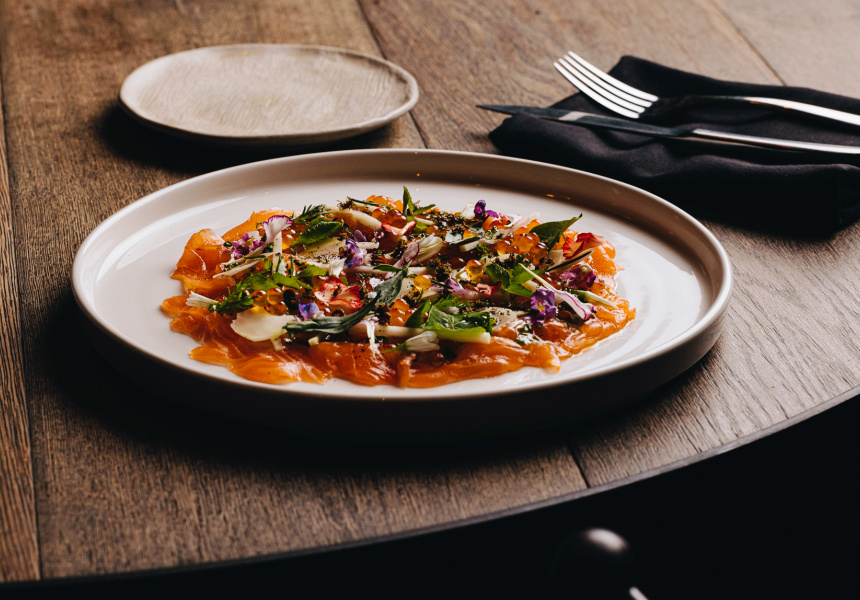 Recipe: Scott Pickett’s Eco-Friendly, Coffee-Cured Salmon With Broccoli-Stem Vinaigrette